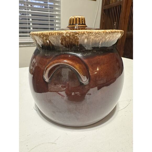 HULL Vintage Oven Proof Brown Drip Glaze Individual Bean Crock Pot Made in USA - Picture 4 of 11
